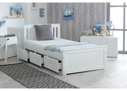 3ft single white painted pine wood wooden bed frame + 3 drawers storage 1