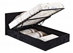 4ft6 Double Berlinda Fabric upholstered ottoman bed frame Black Crushed Velvet 1