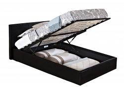 3ft Single Berlinda Black Faux leather ottoman bed frame 1