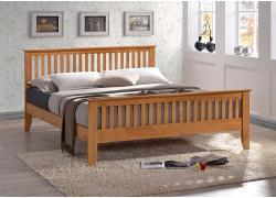 5ft King Size Turin Oak Finish Wood Bed Frame. High Foot End 1