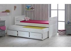 Captains Bed - With Bed Underneath - White 1