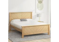 4ft6 Double Kenji Chevron Real Oak Wood Bed Frame 1