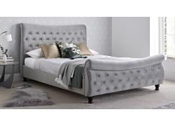 6ft super king Oxford, Grey velvet fabric upholstered bed frame 1