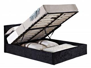 3ft Single Berlinda Fabric upholstered ottoman bed frame Black Crushed Velvet
