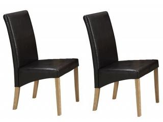 Pair of Faux Leather Dining Chairs (Brown)