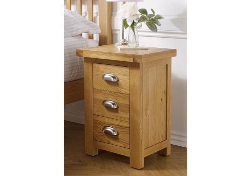 Real Solid Oak Woburn Bedroom Furniture - Small 3 Drawer Bedside Table 1