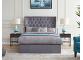 5ft King Size Grey fabric winged back ottoman bed frame 3